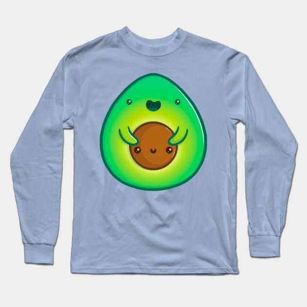 Avocuddle - Cute Kawaii Avocado Long Sleeve T-Shirt by perdita00